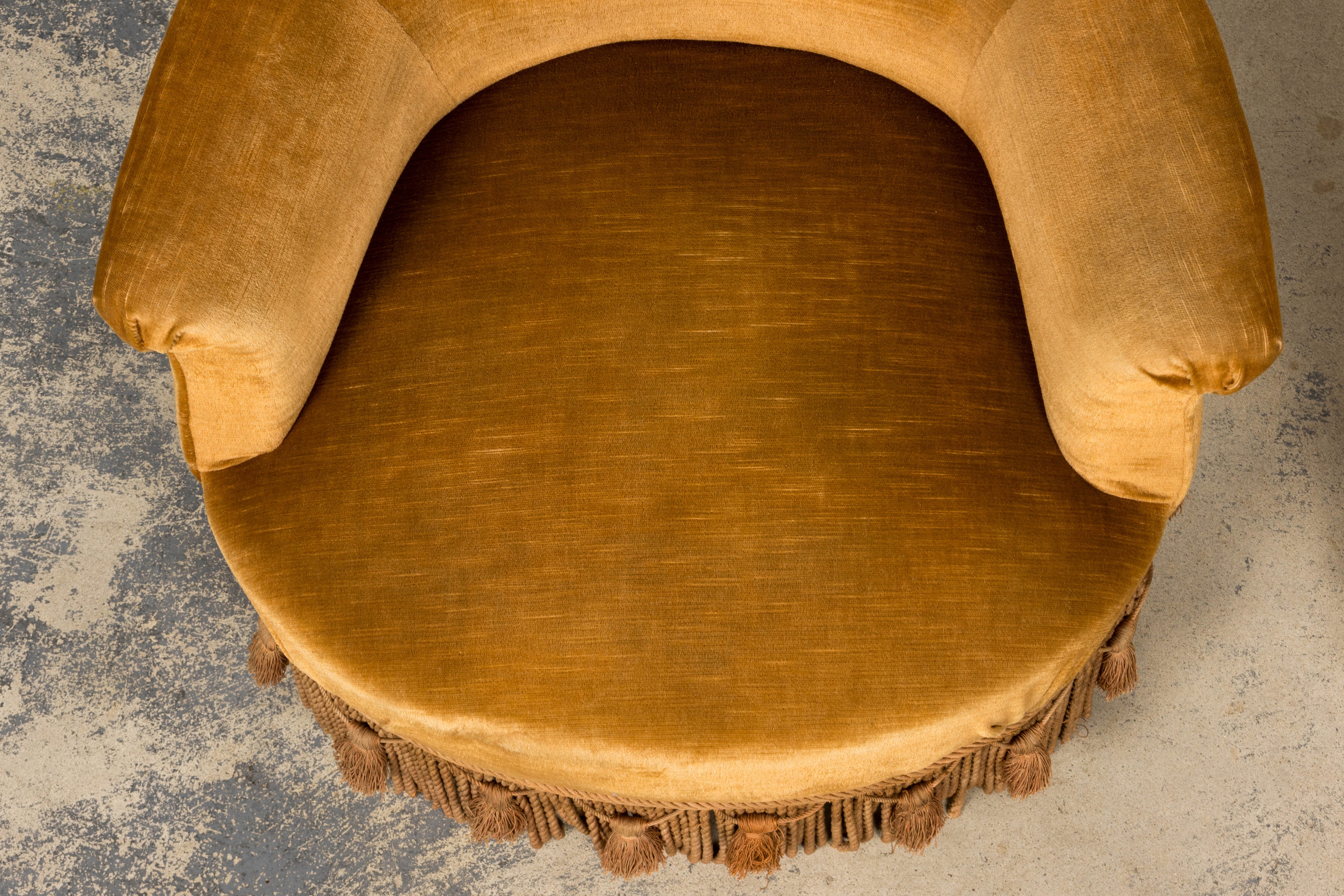 19th Century French Napoleon III Armchairs W/ Golden Ochre Mohair - A Pair