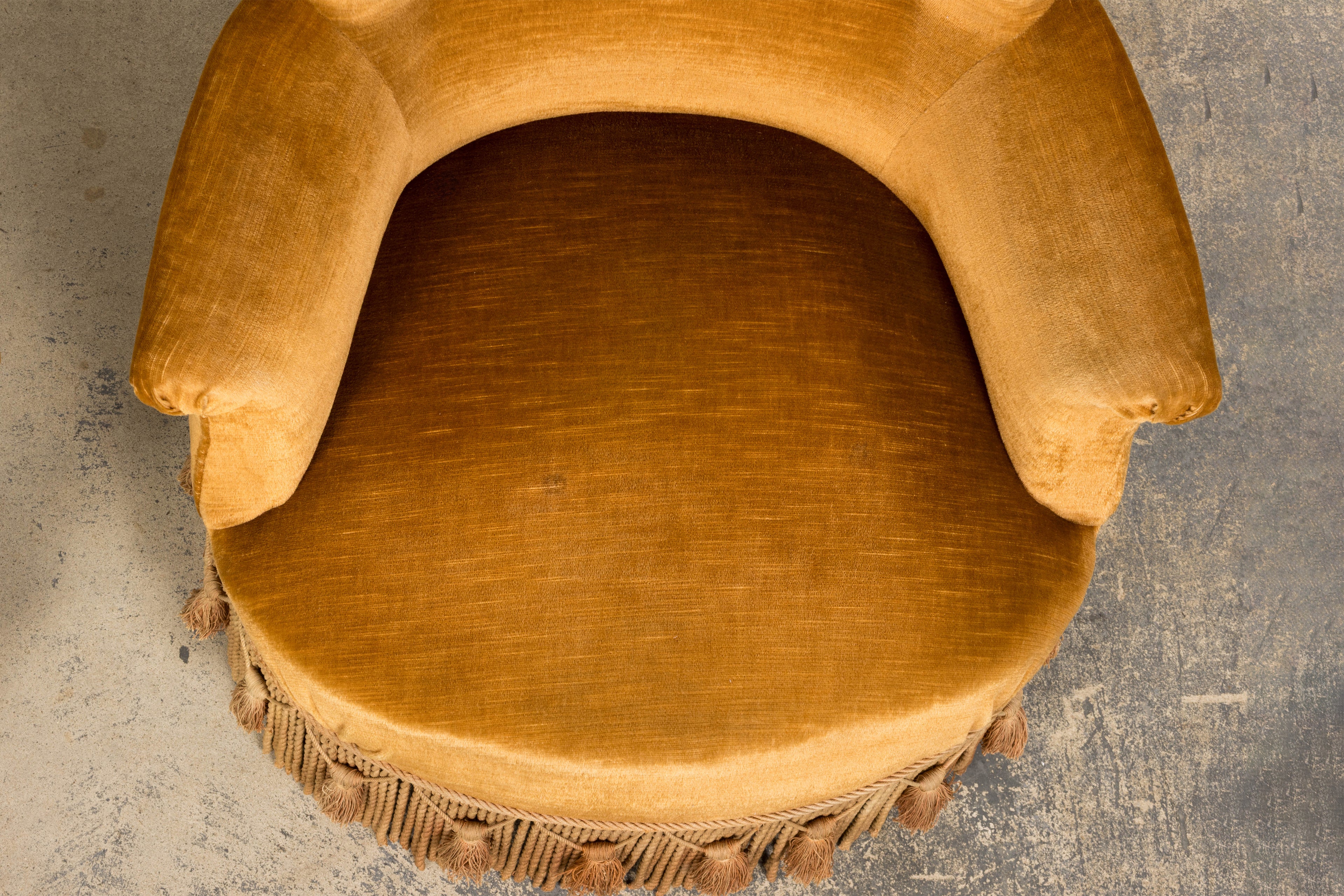 19th Century French Napoleon III Armchairs W/ Golden Ochre Mohair - A Pair