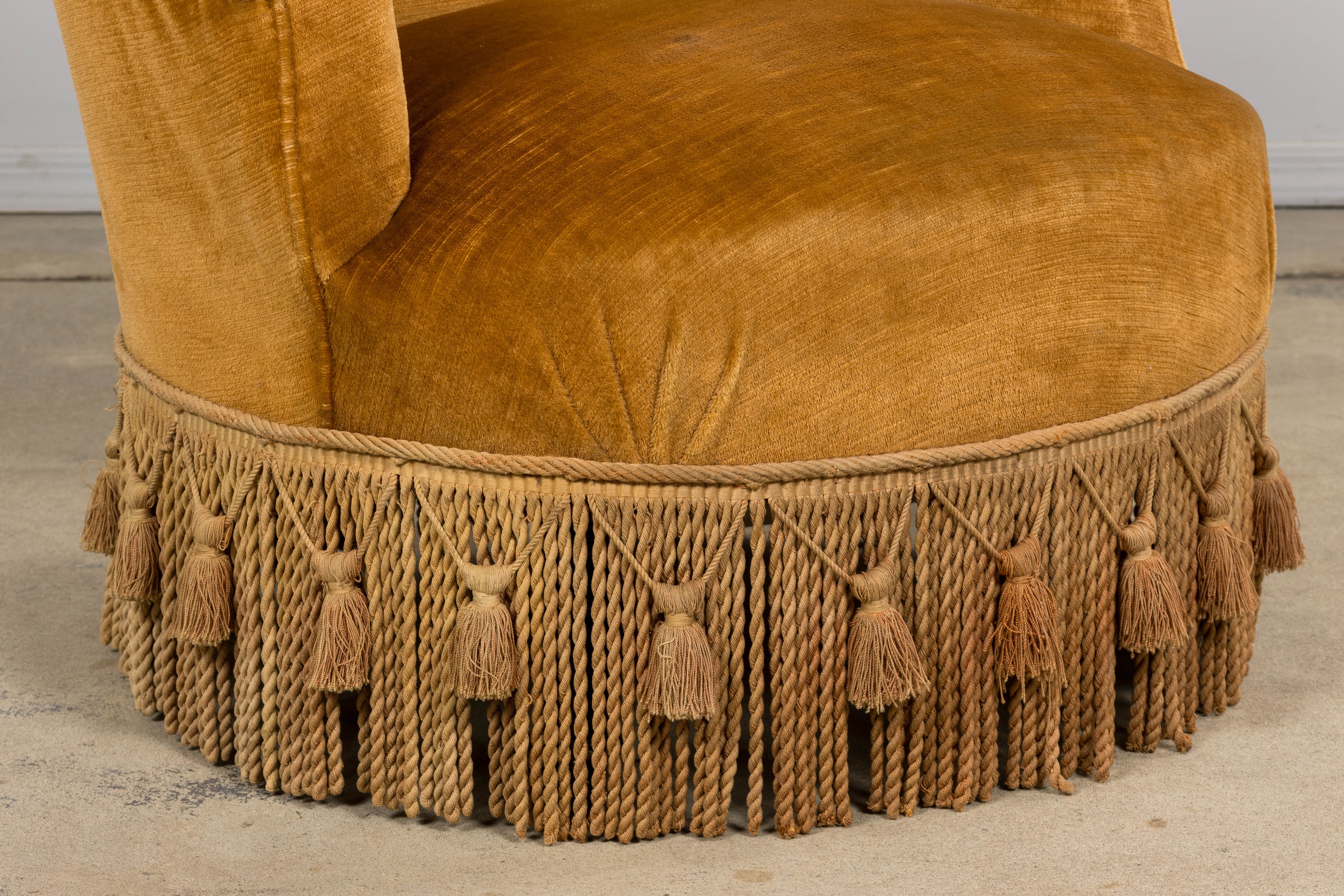 19th Century French Napoleon III Armchairs W/ Golden Ochre Mohair - A Pair