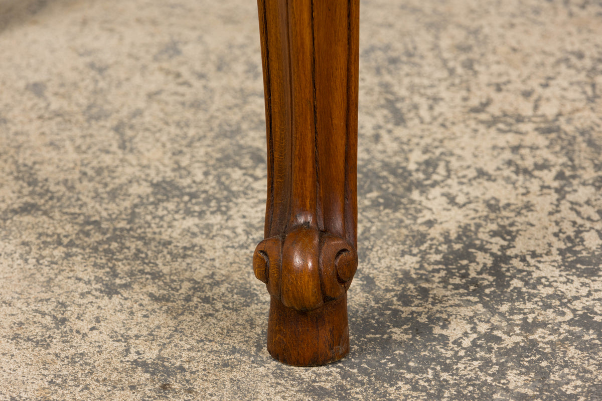 French Louis XV Style Maple Dining Chairs in Brown Leather - Set of 6