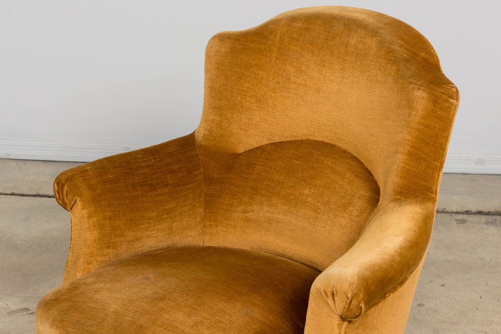 19th Century French Napoleon III Armchairs W/ Golden Ochre Mohair - A Pair