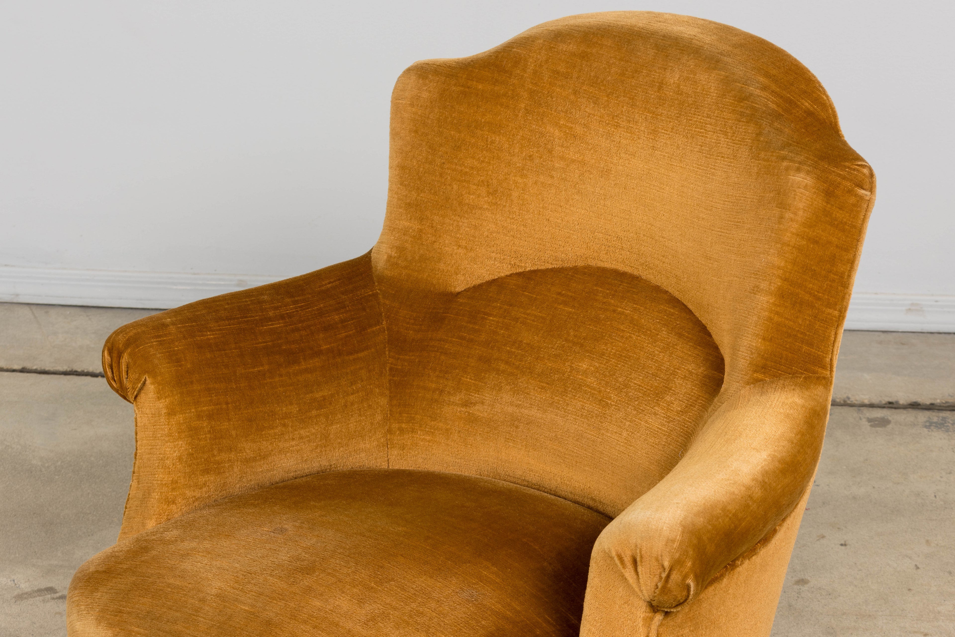 19th Century French Napoleon III Armchairs W/ Golden Ochre Mohair - A Pair