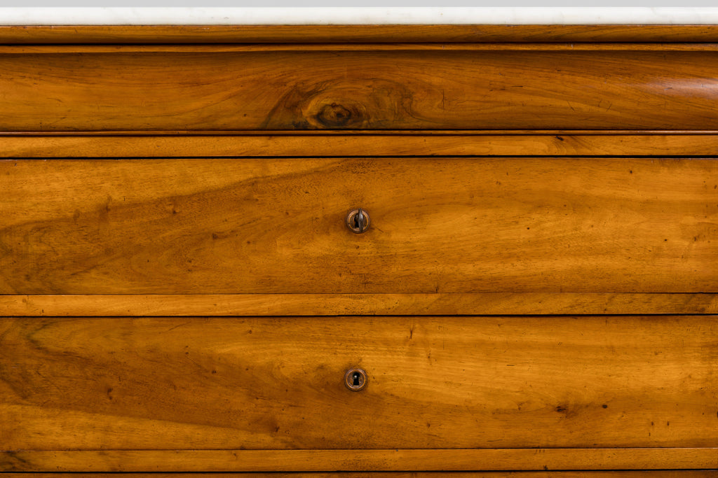 19th Century French Louis Philippe Walnut Chest of Drawers W/ Carrara Marble