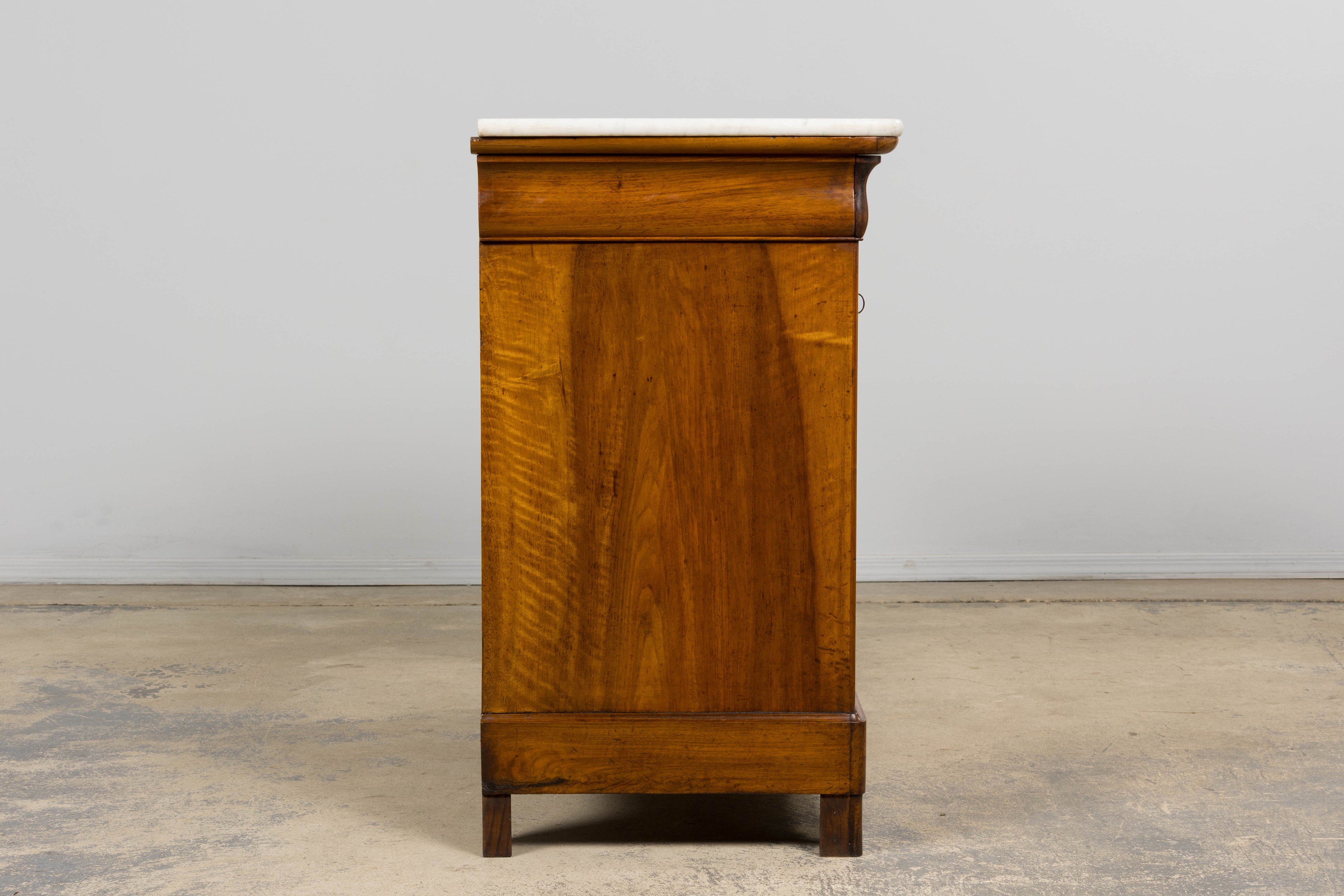 19th Century French Louis Philippe Walnut Chest of Drawers W/ Carrara Marble