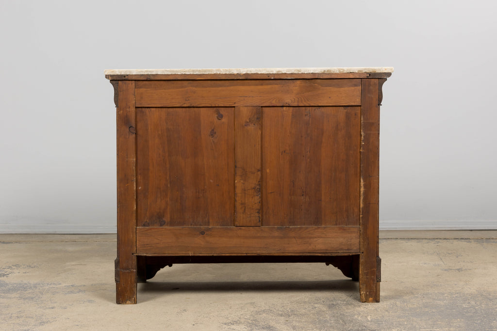 19th Century French Louis Philippe Walnut Chest of Drawers W/ Carrara Marble