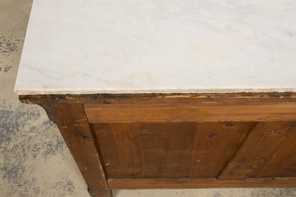 19th Century French Louis Philippe Walnut Chest of Drawers W/ Carrara Marble