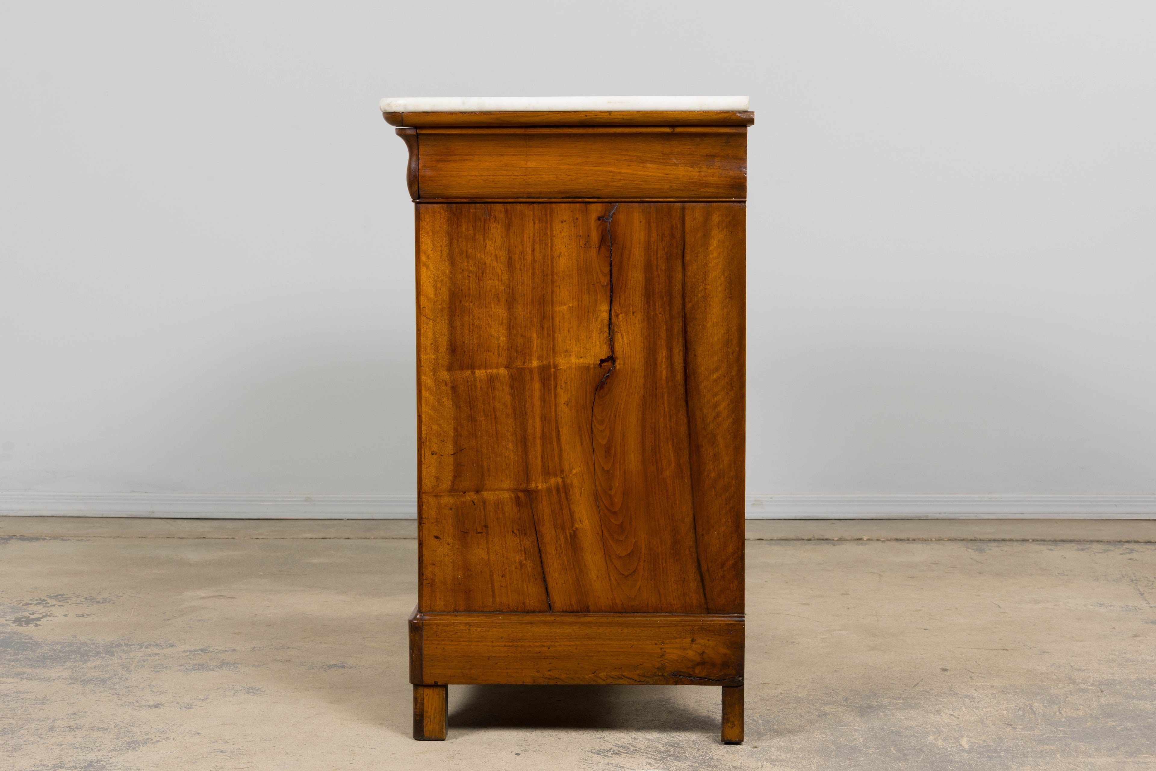 19th Century French Louis Philippe Walnut Chest of Drawers W/ Carrara Marble