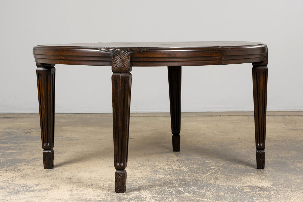 1940s French Art Deco Oval Maple Dining Table