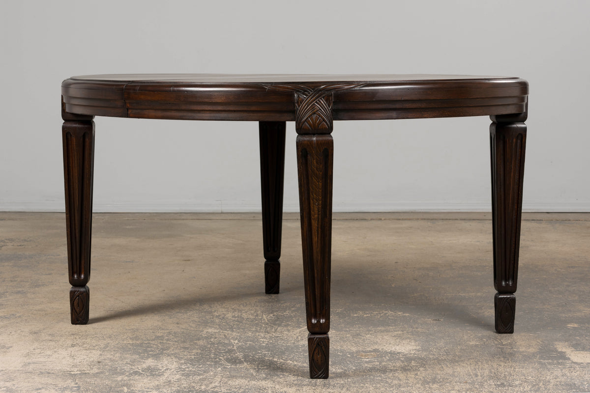 1940s French Art Deco Oval Maple Dining Table