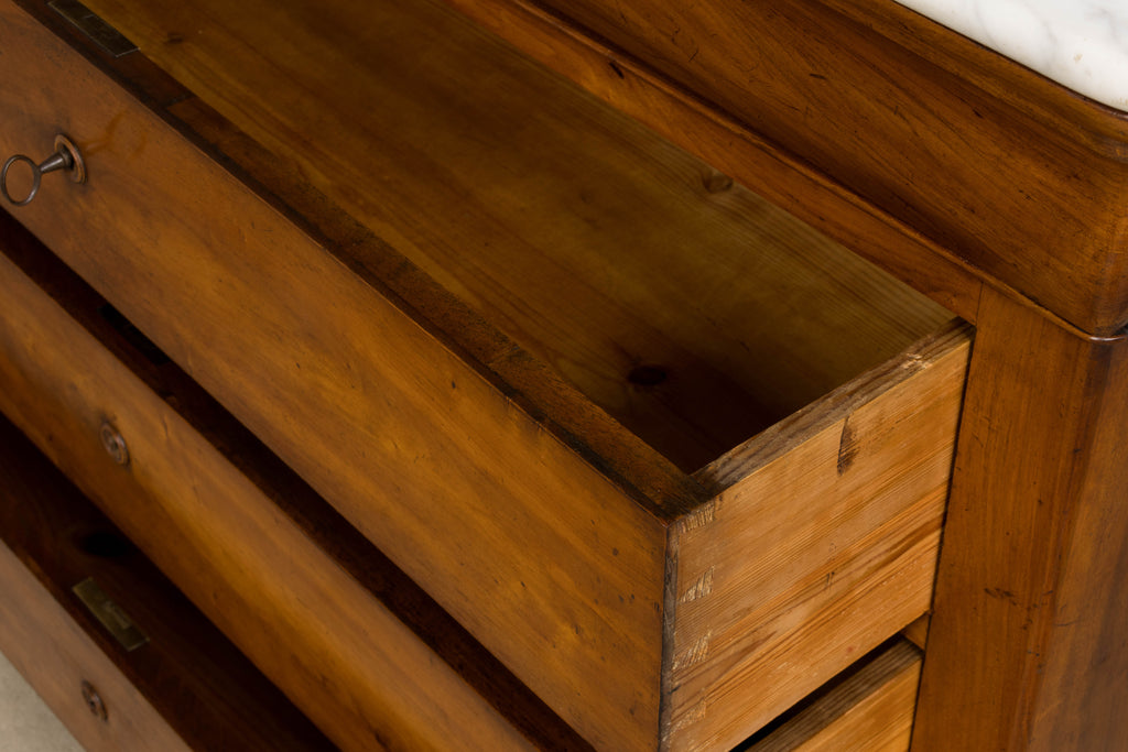 19th Century French Louis Philippe Walnut Chest of Drawers W/ Carrara Marble