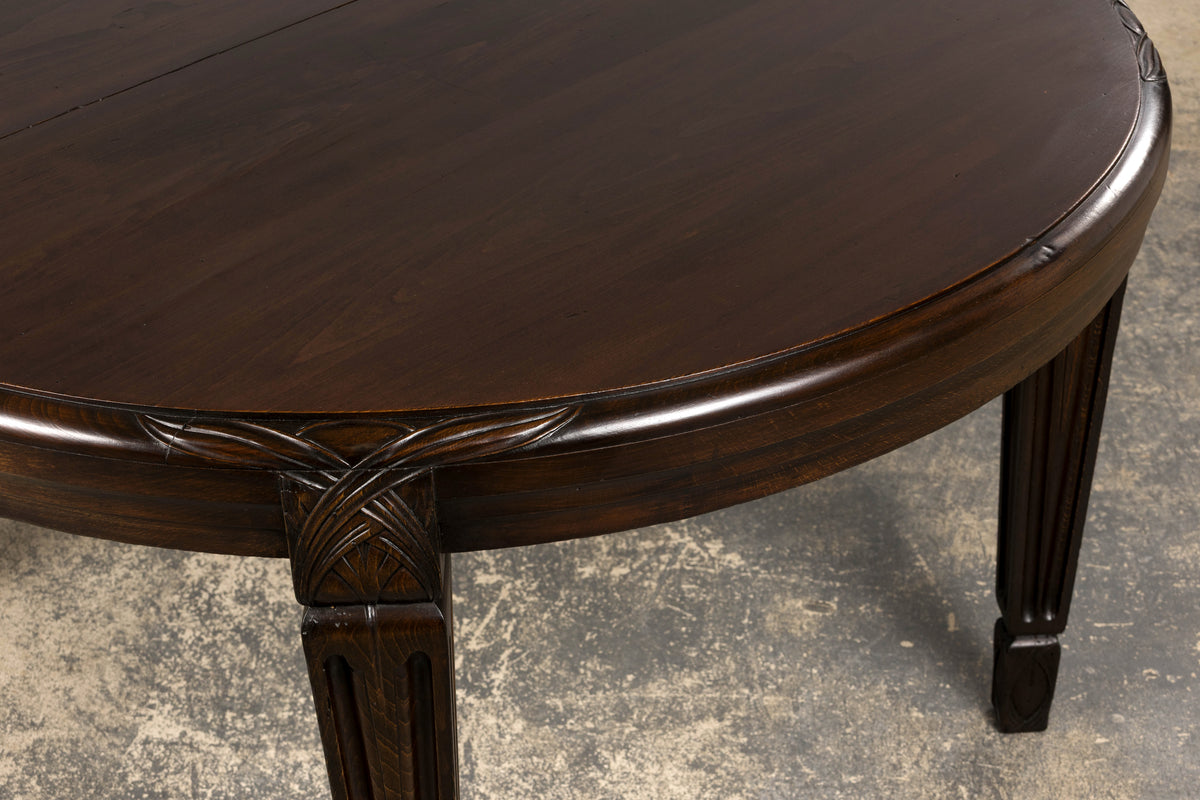 1940s French Art Deco Oval Maple Dining Table