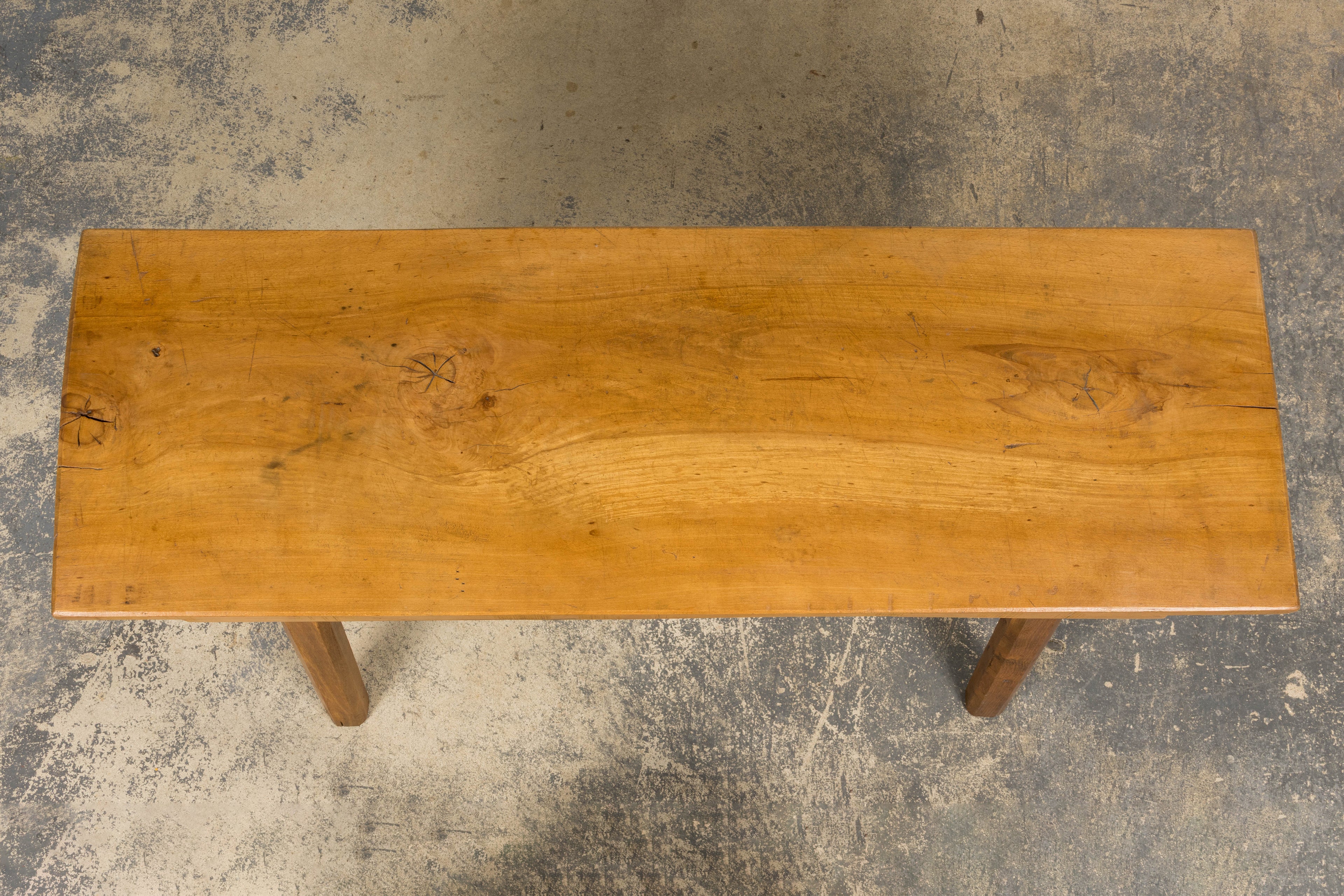 French Brutalist Butcher Block Fruitwood Kitchen Island Table