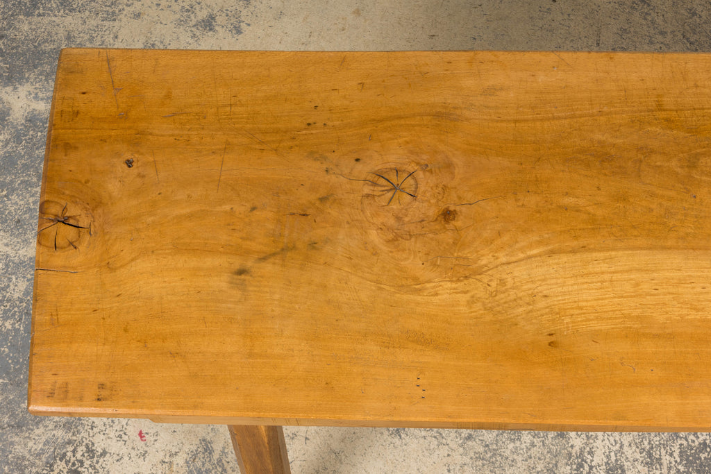 French Brutalist Butcher Block Fruitwood Kitchen Island Table