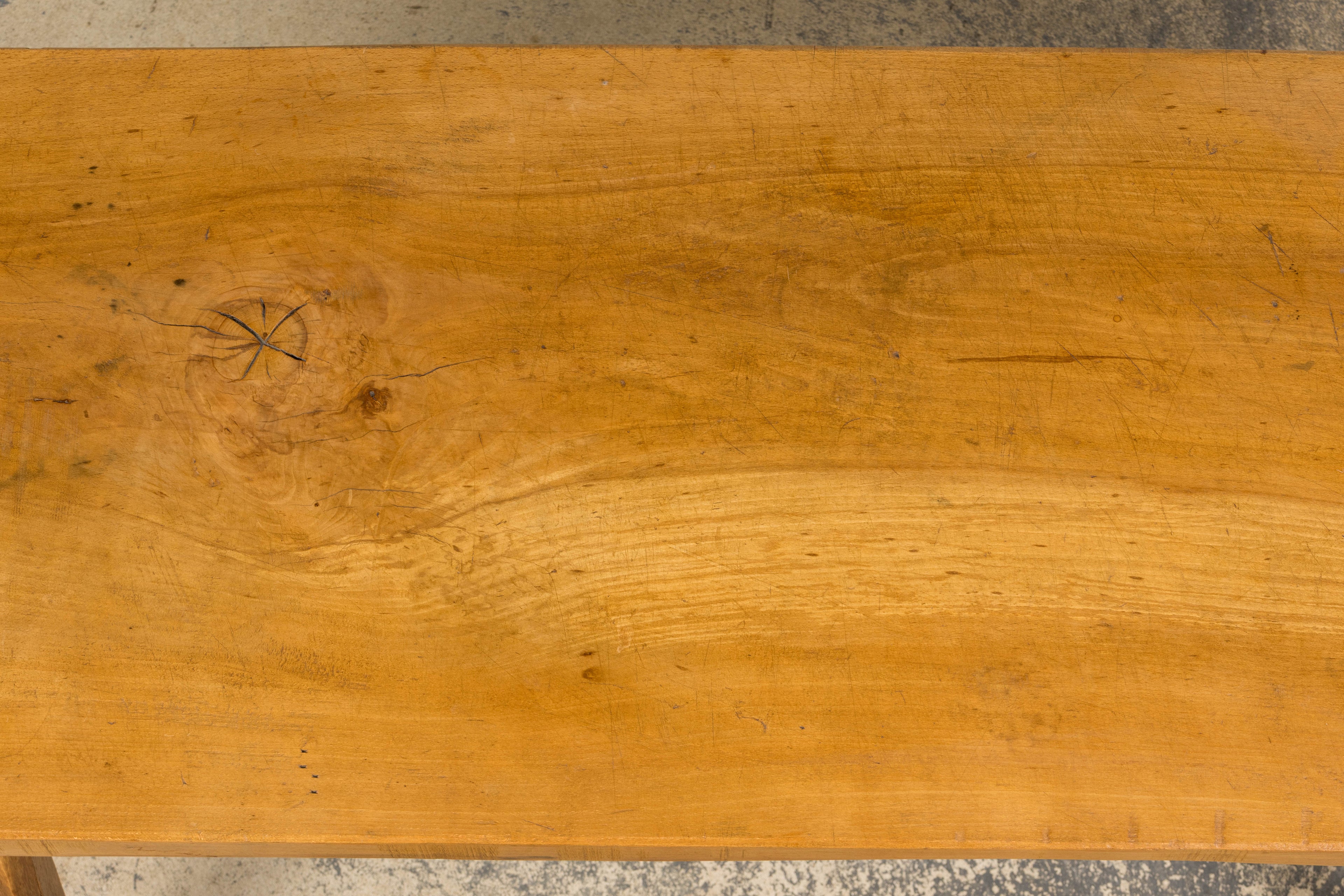 French Brutalist Butcher Block Fruitwood Kitchen Island Table