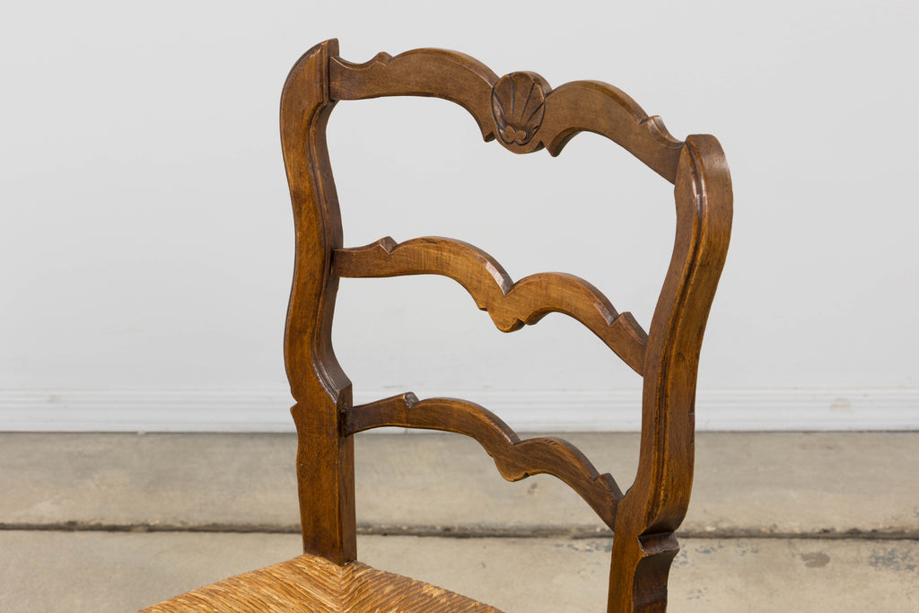 19th Century French Provincial Ladder Back Maple Dining Chairs W/ Rust Seats - Set of 8