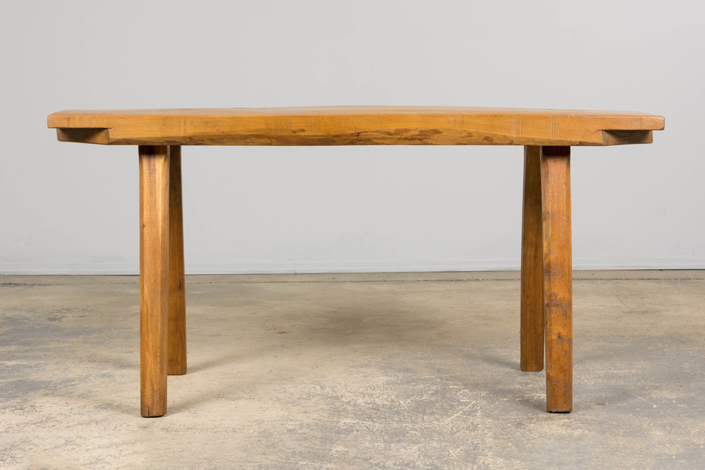 French Brutalist Butcher Block Fruitwood Kitchen Island Table