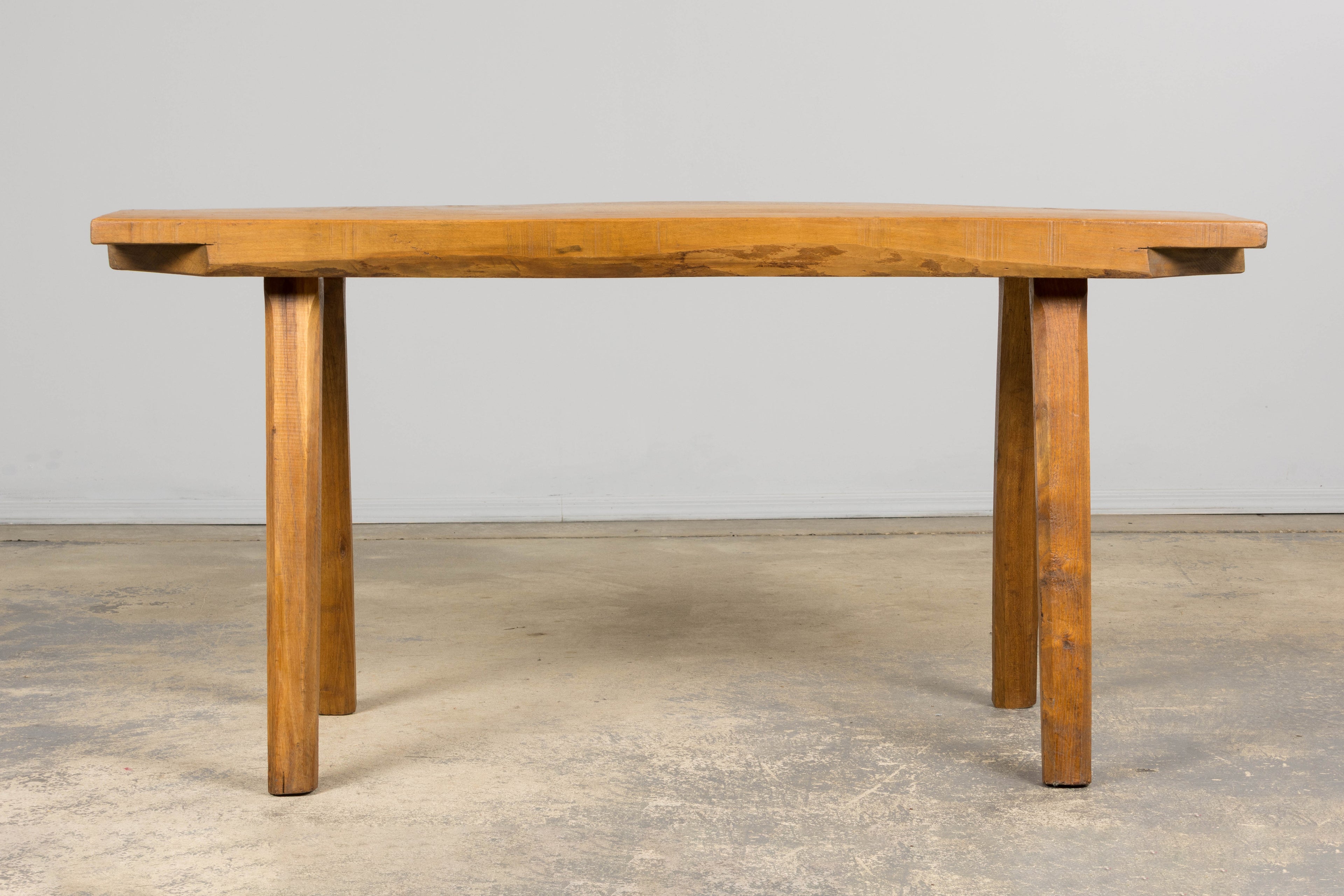 French Brutalist Butcher Block Fruitwood Kitchen Island Table