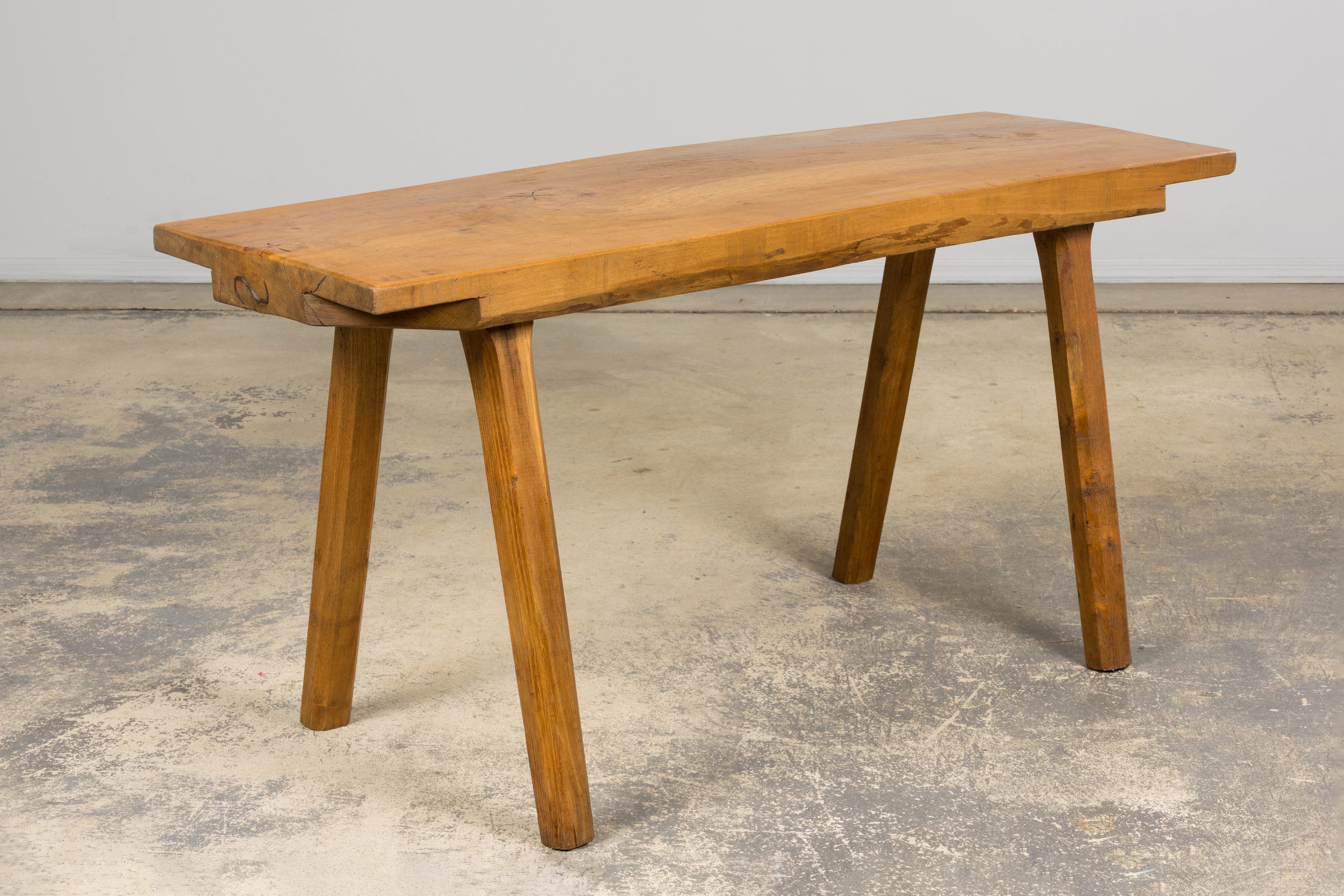 French Brutalist Butcher Block Fruitwood Kitchen Island Table