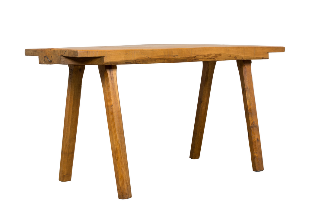 French Brutalist Butcher Block Fruitwood Kitchen Island Table