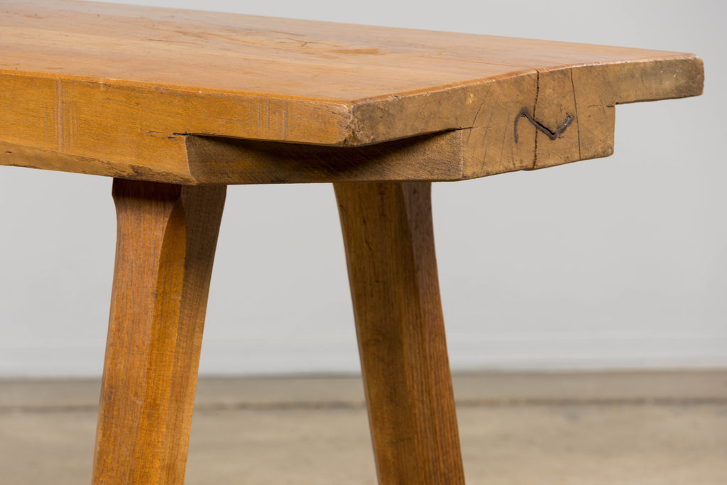 French Brutalist Butcher Block Fruitwood Kitchen Island Table