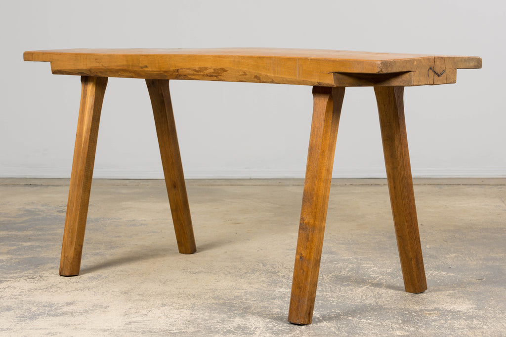 French Brutalist Butcher Block Fruitwood Kitchen Island Table