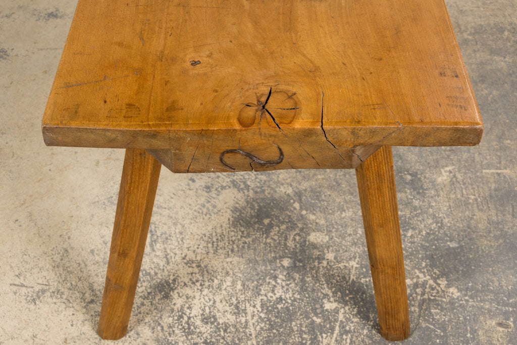 French Brutalist Butcher Block Fruitwood Kitchen Island Table