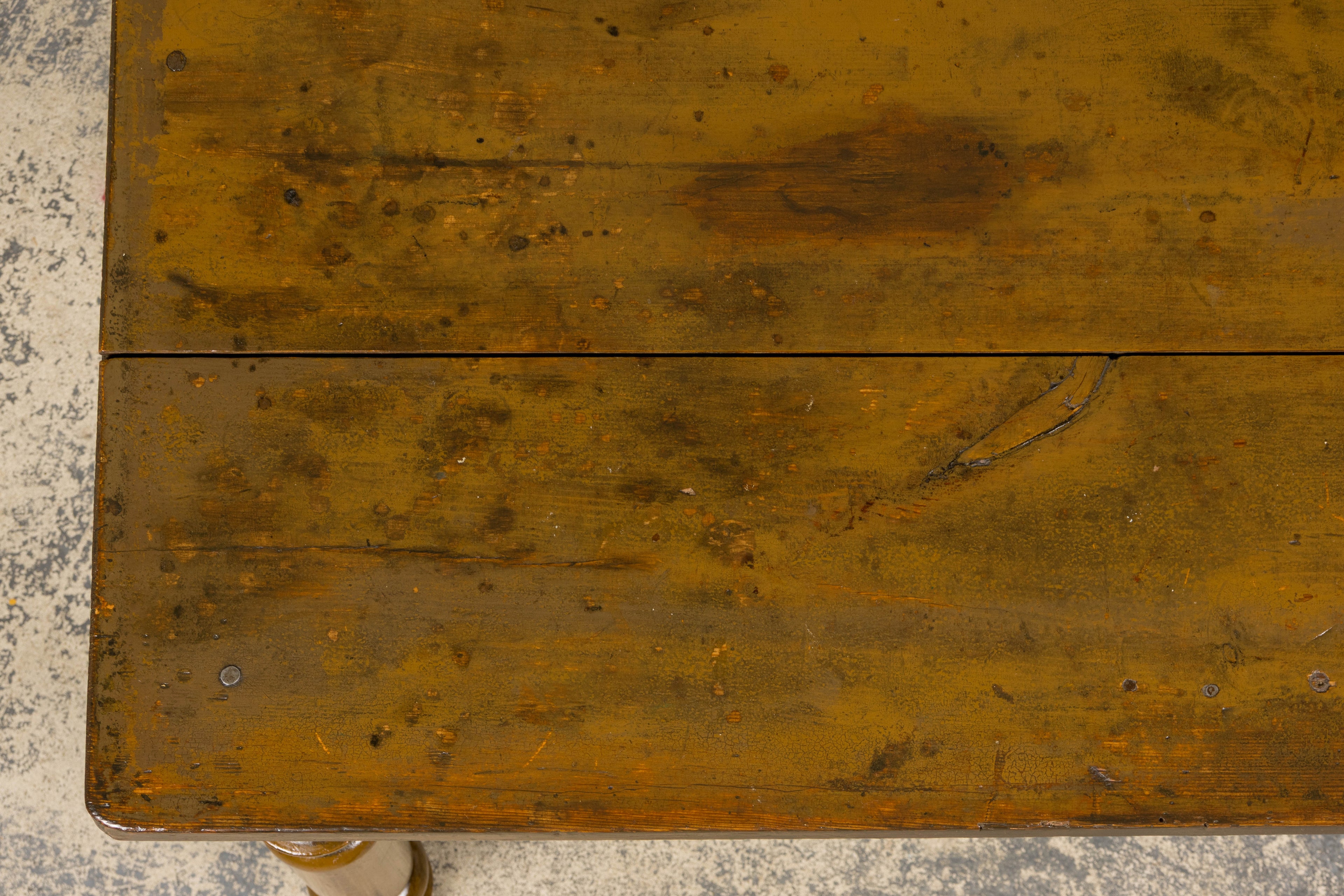 19th Century Country French Provincial Painted Pine Farmhouse Table