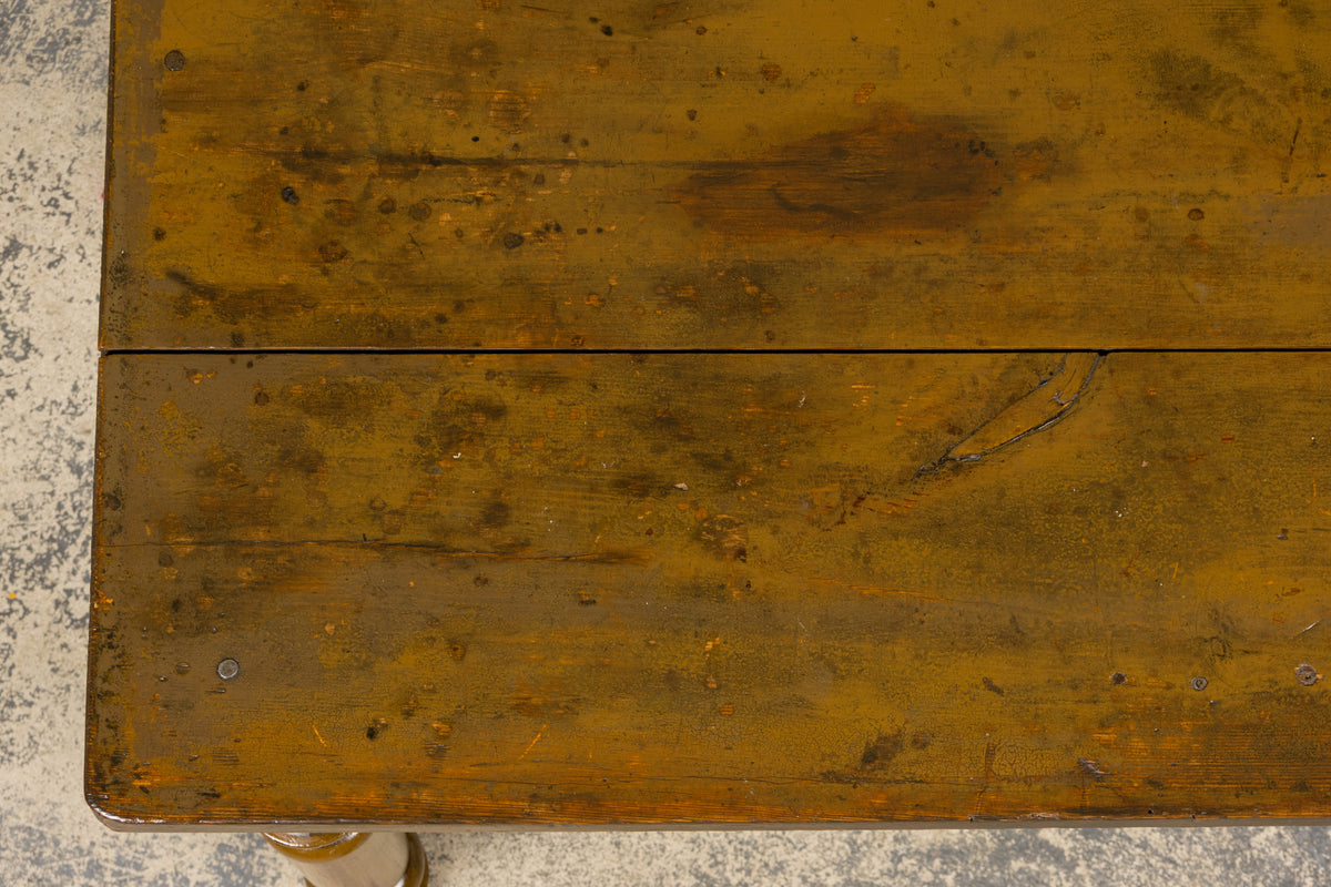 19th Century Country French Provincial Painted Pine Farmhouse Table