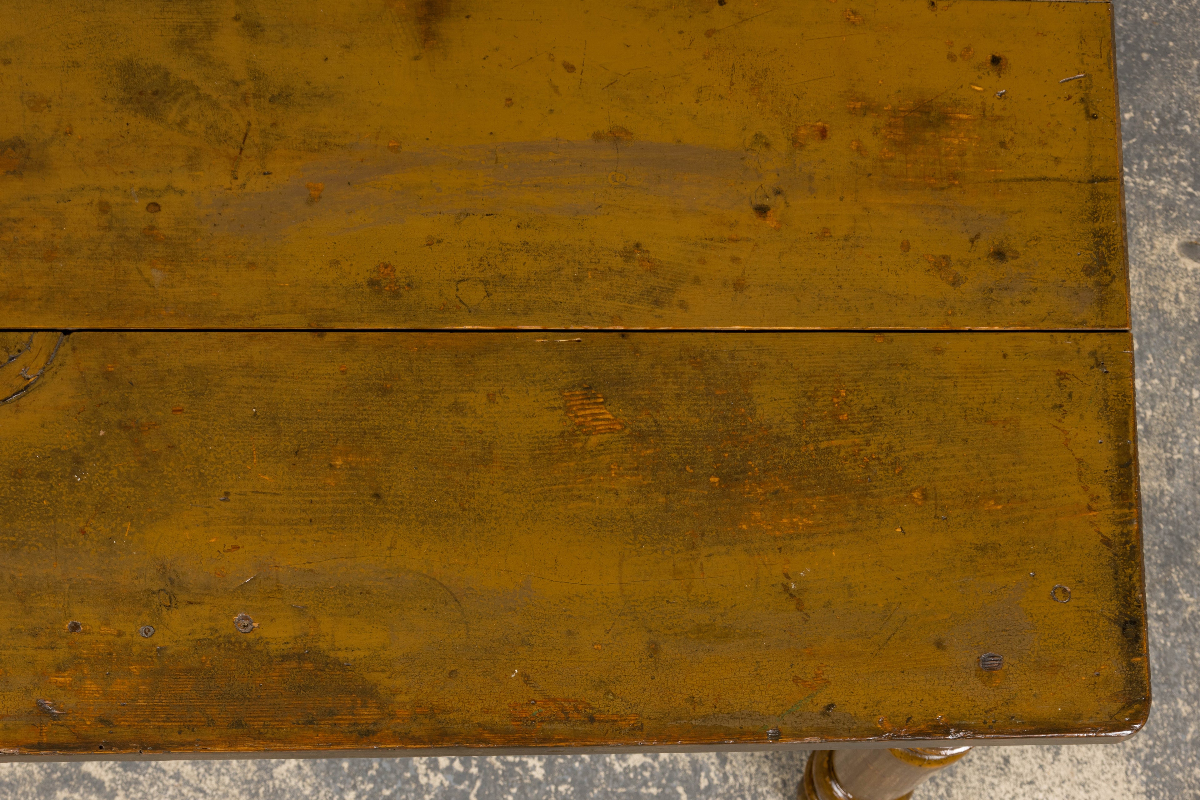 19th Century Country French Provincial Painted Pine Farmhouse Table