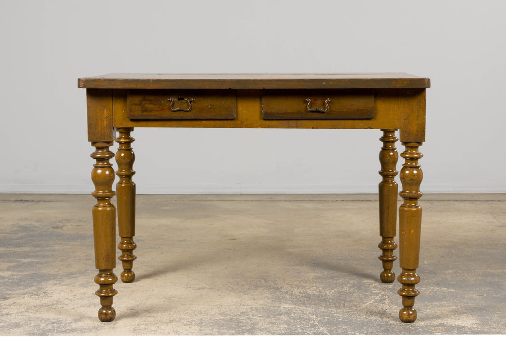 19th Century Country French Provincial Painted Pine Farmhouse Table