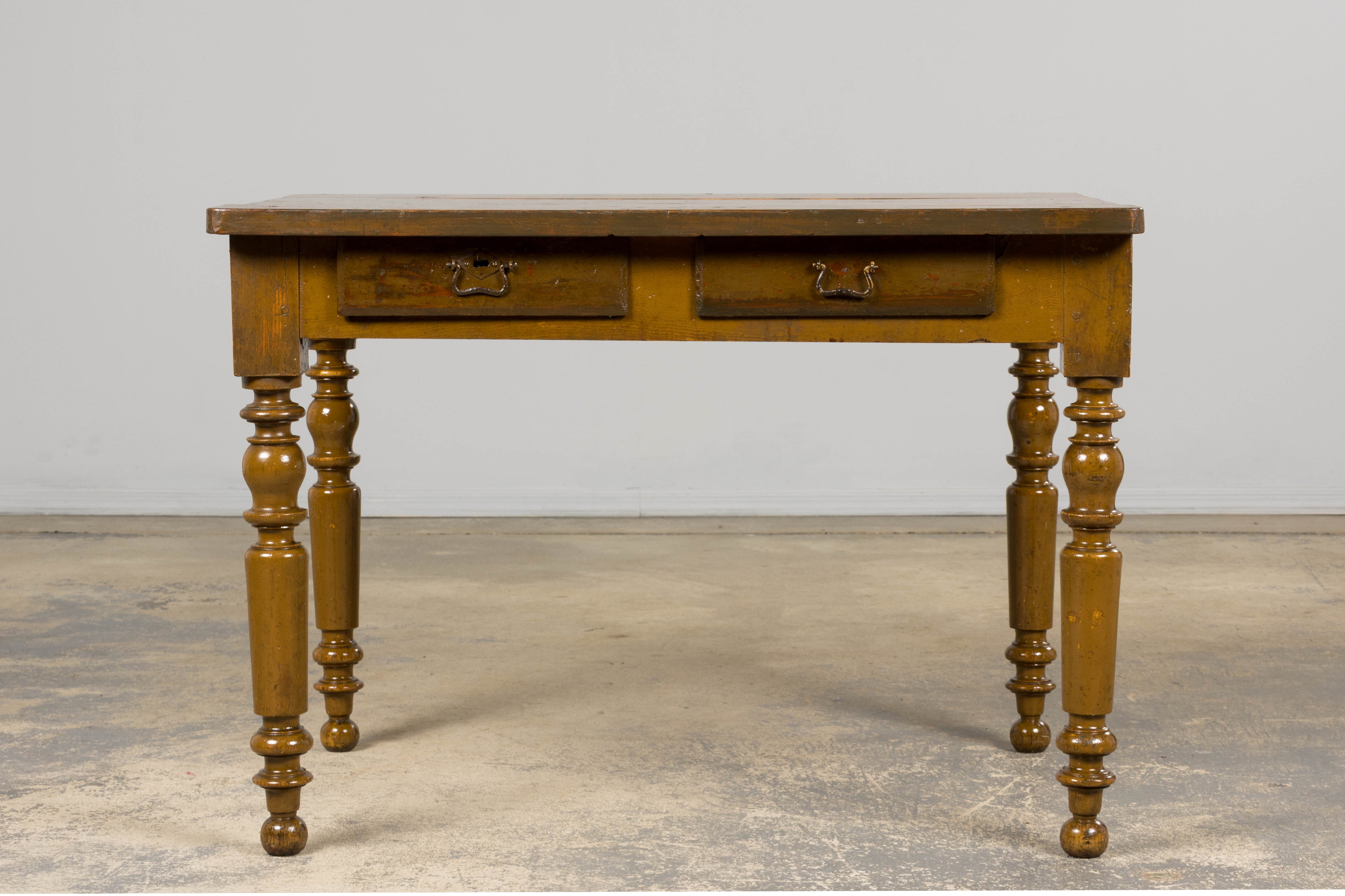 19th Century Country French Provincial Painted Pine Farmhouse Table