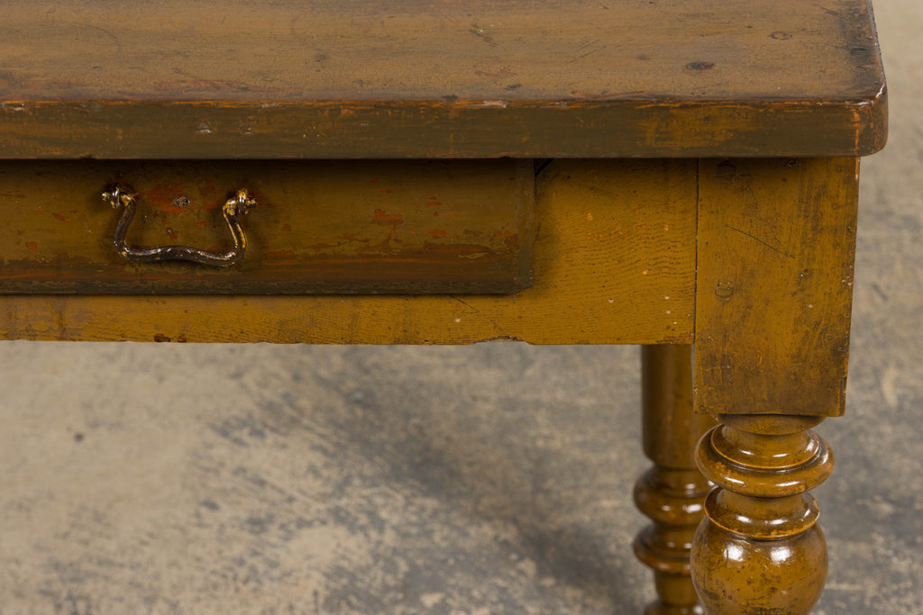 19th Century Country French Provincial Painted Pine Farmhouse Table