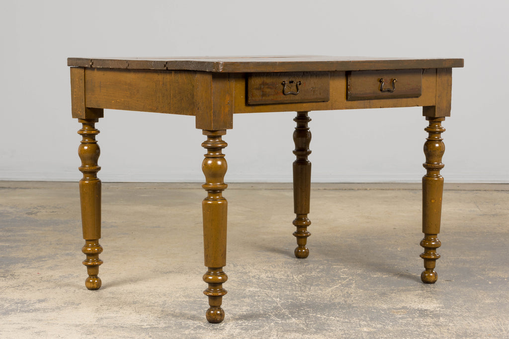 19th Century Country French Provincial Painted Pine Farmhouse Table