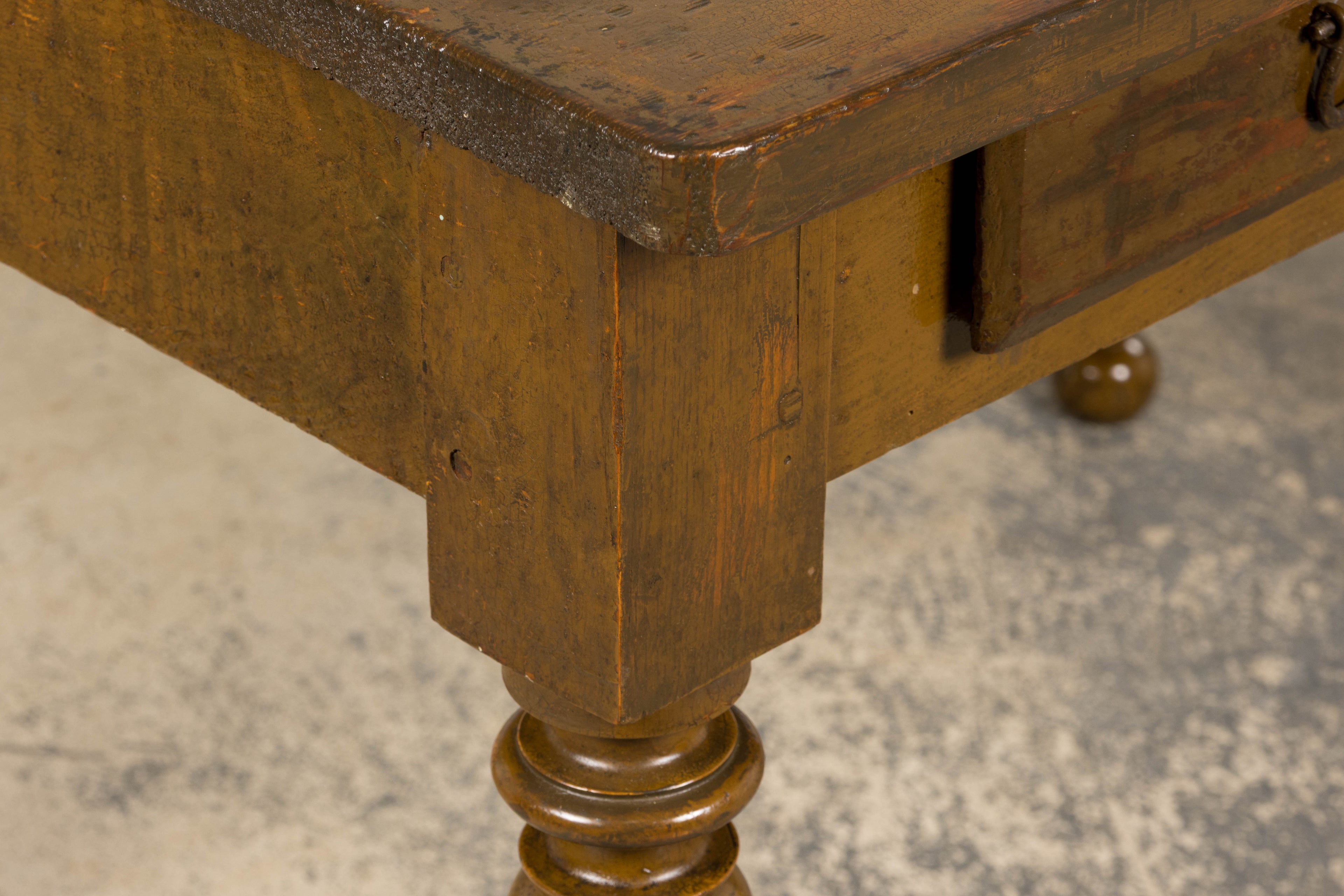 19th Century Country French Provincial Painted Pine Farmhouse Table