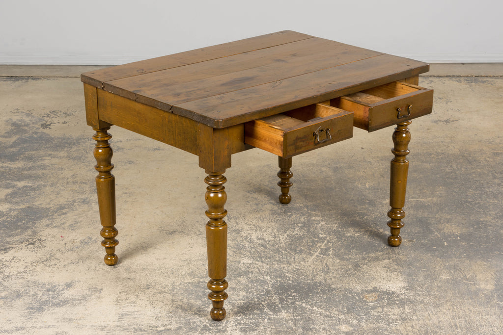 19th Century Country French Provincial Painted Pine Farmhouse Table
