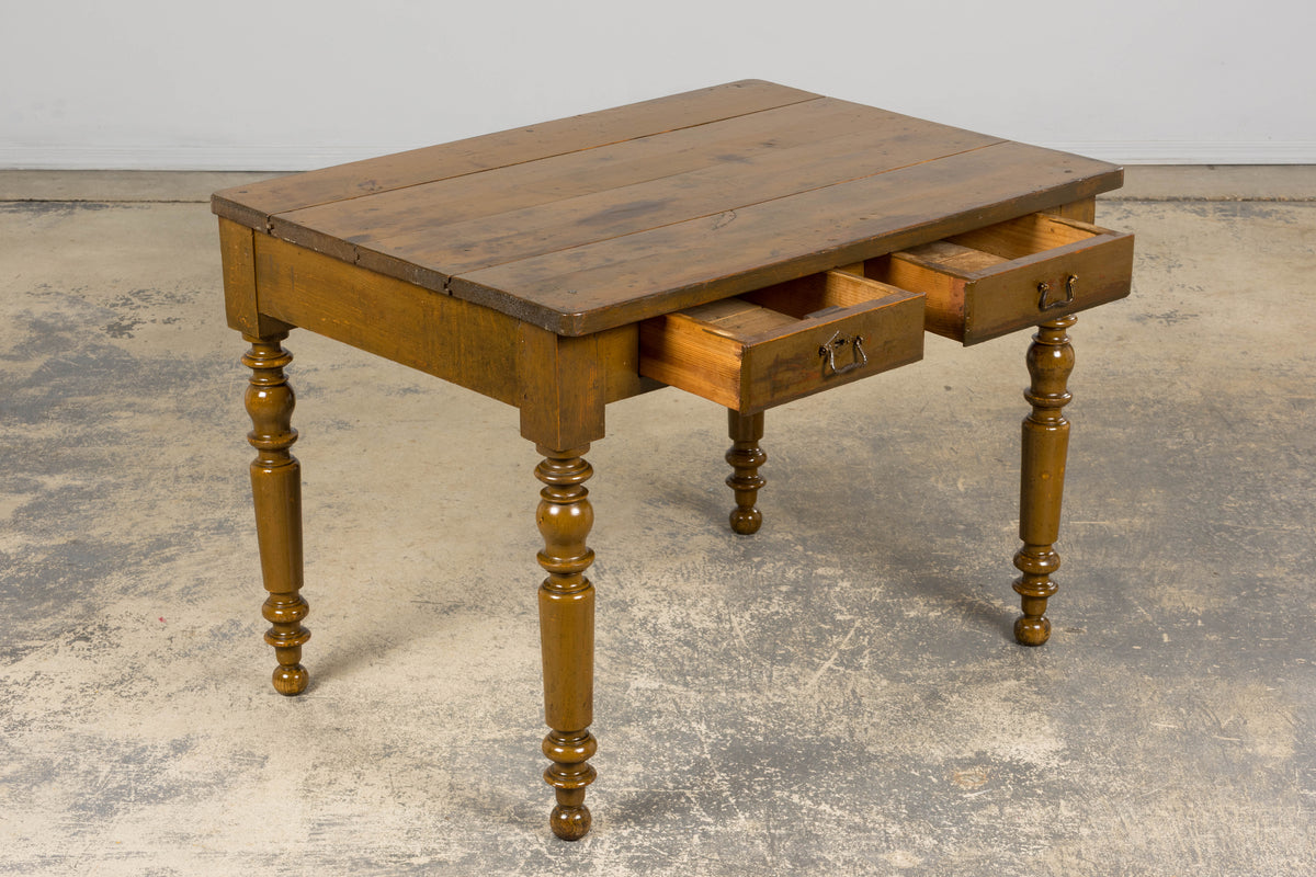 19th Century Country French Provincial Painted Pine Farmhouse Table
