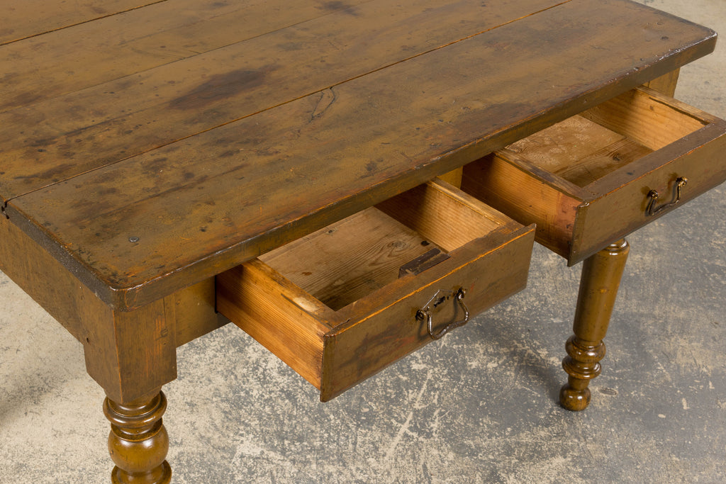 19th Century Country French Provincial Painted Pine Farmhouse Table