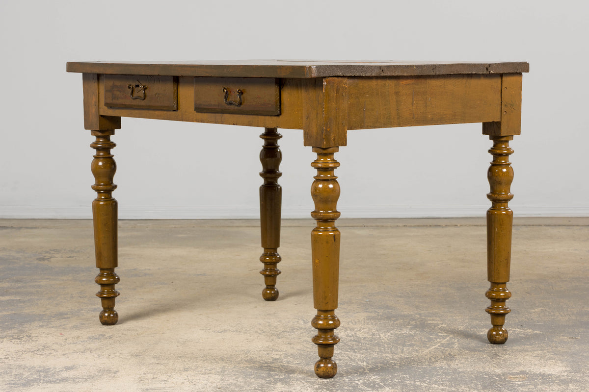 19th Century Country French Provincial Painted Pine Farmhouse Table