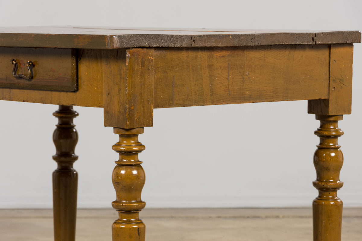 19th Century Country French Provincial Painted Pine Farmhouse Table