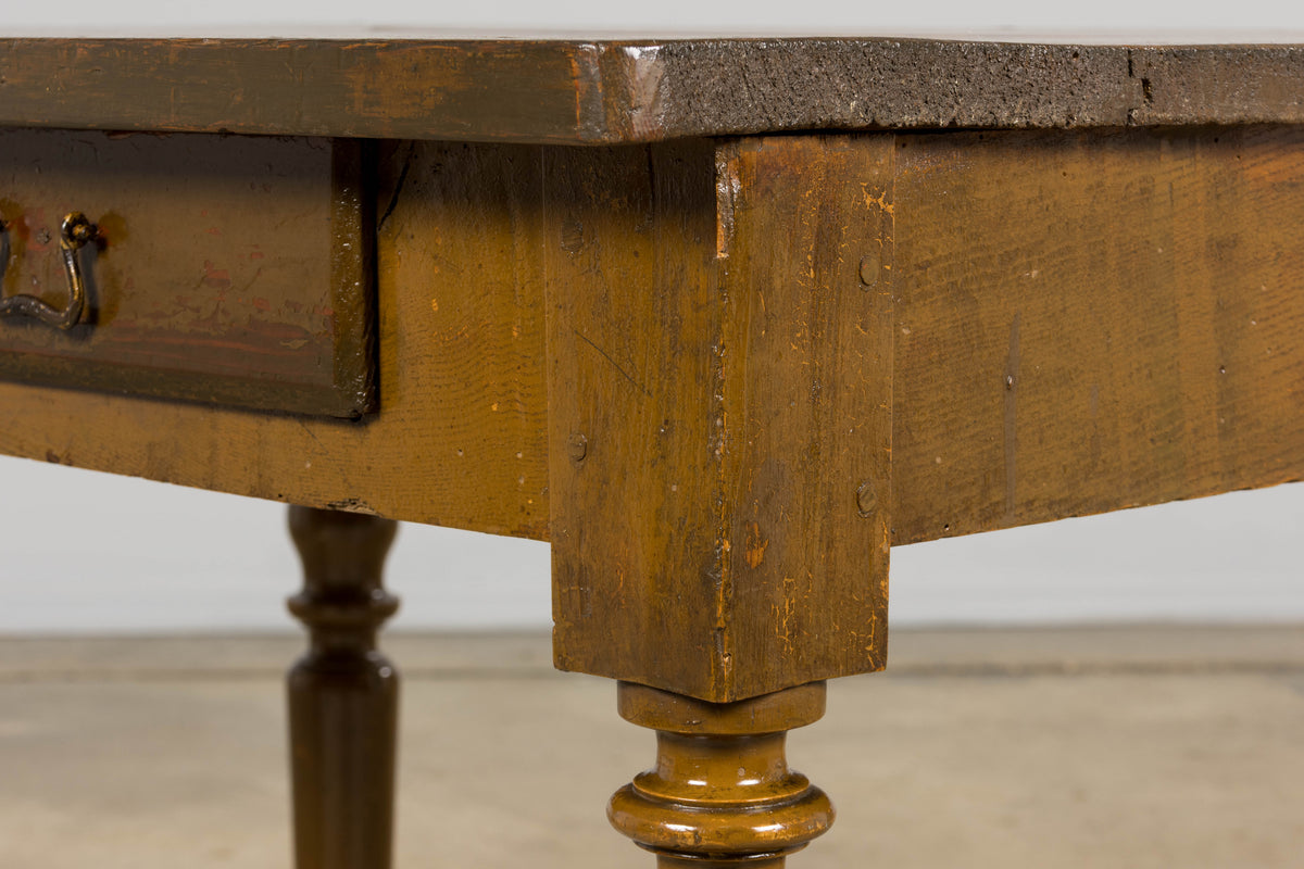 19th Century Country French Provincial Painted Pine Farmhouse Table