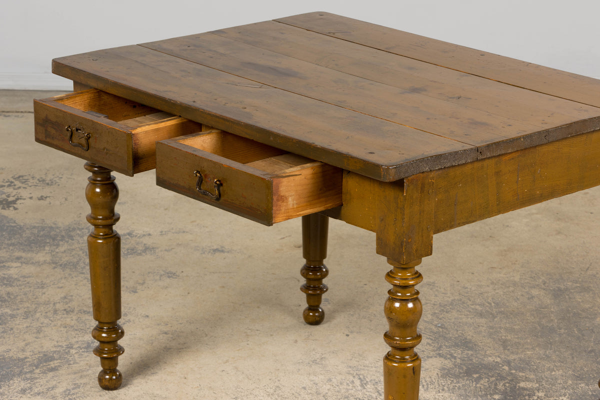 19th Century Country French Provincial Painted Pine Farmhouse Table