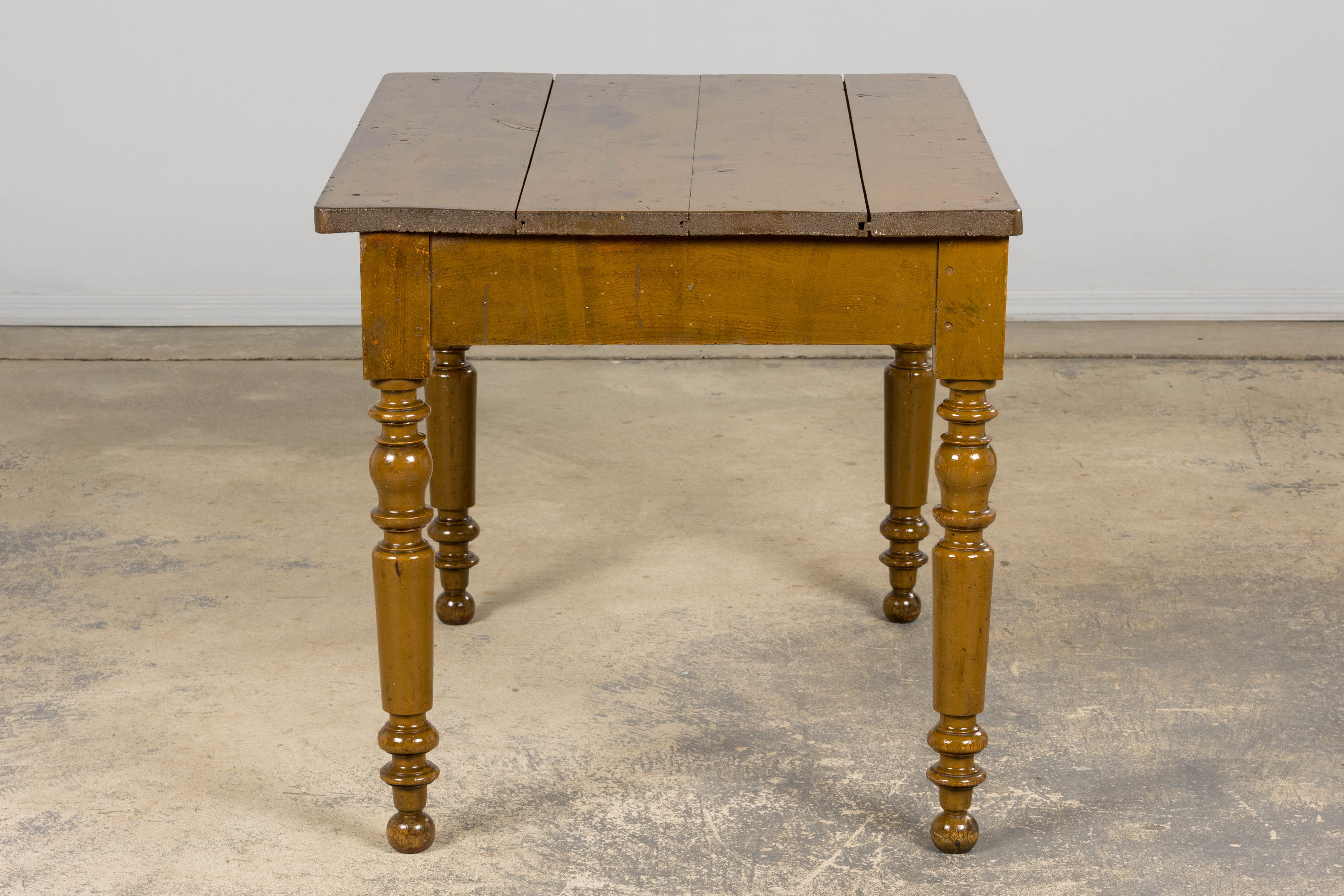19th Century Country French Provincial Painted Pine Farmhouse Table