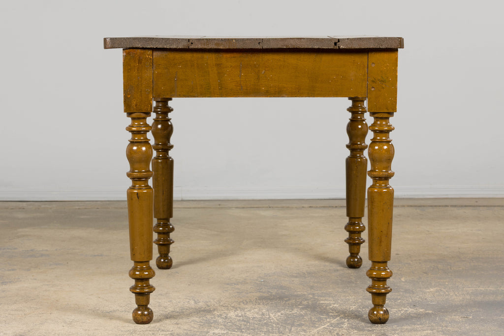 19th Century Country French Provincial Painted Pine Farmhouse Table