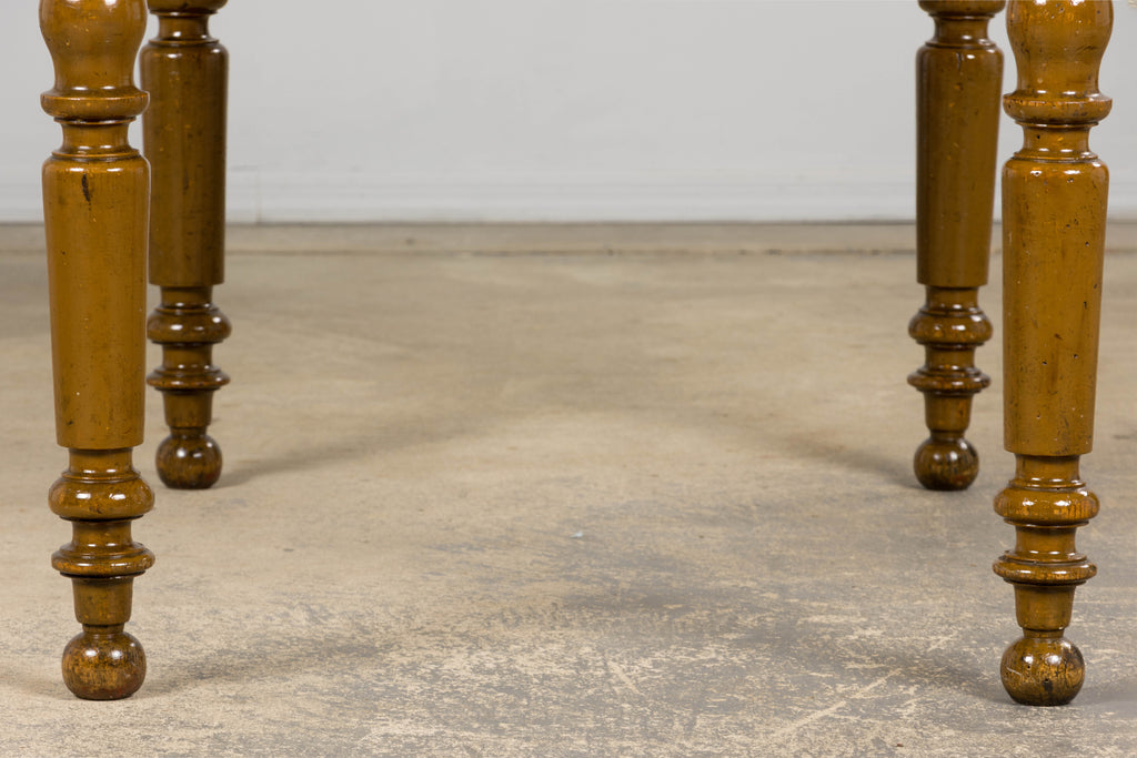 19th Century Country French Provincial Painted Pine Farmhouse Table