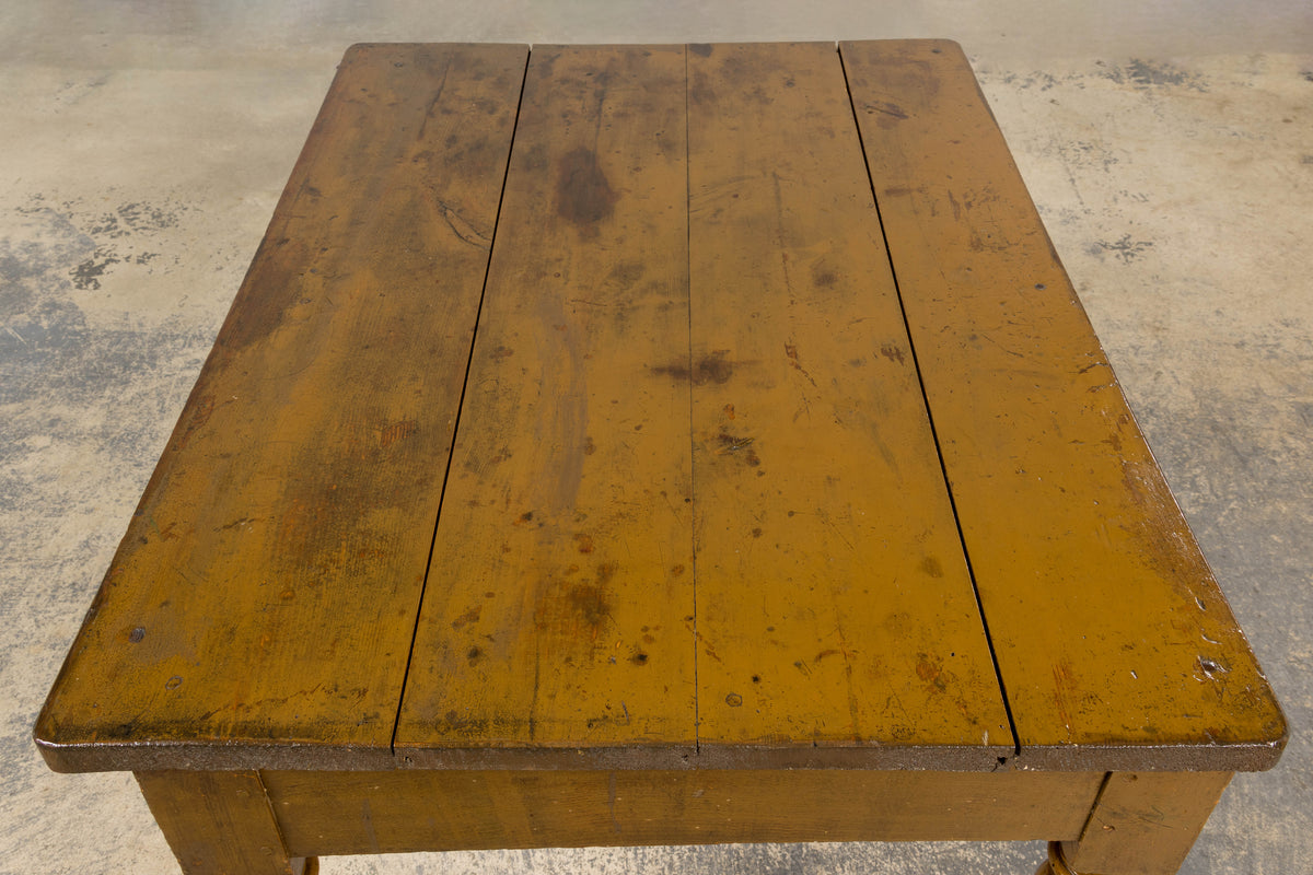 19th Century Country French Provincial Painted Pine Farmhouse Table