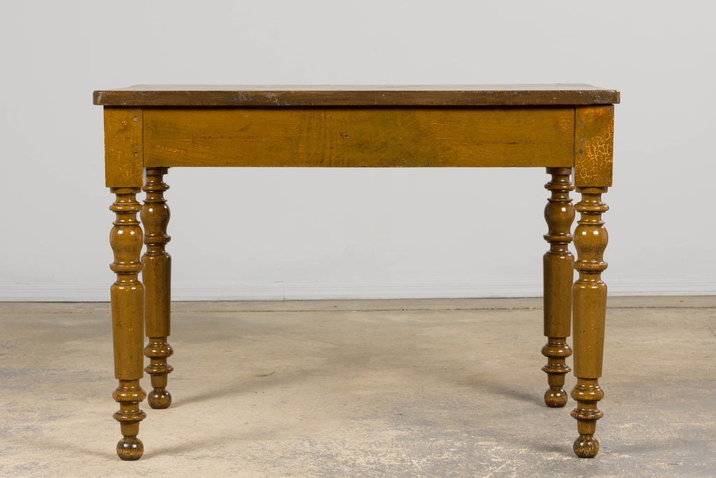 19th Century Country French Provincial Painted Pine Farmhouse Table