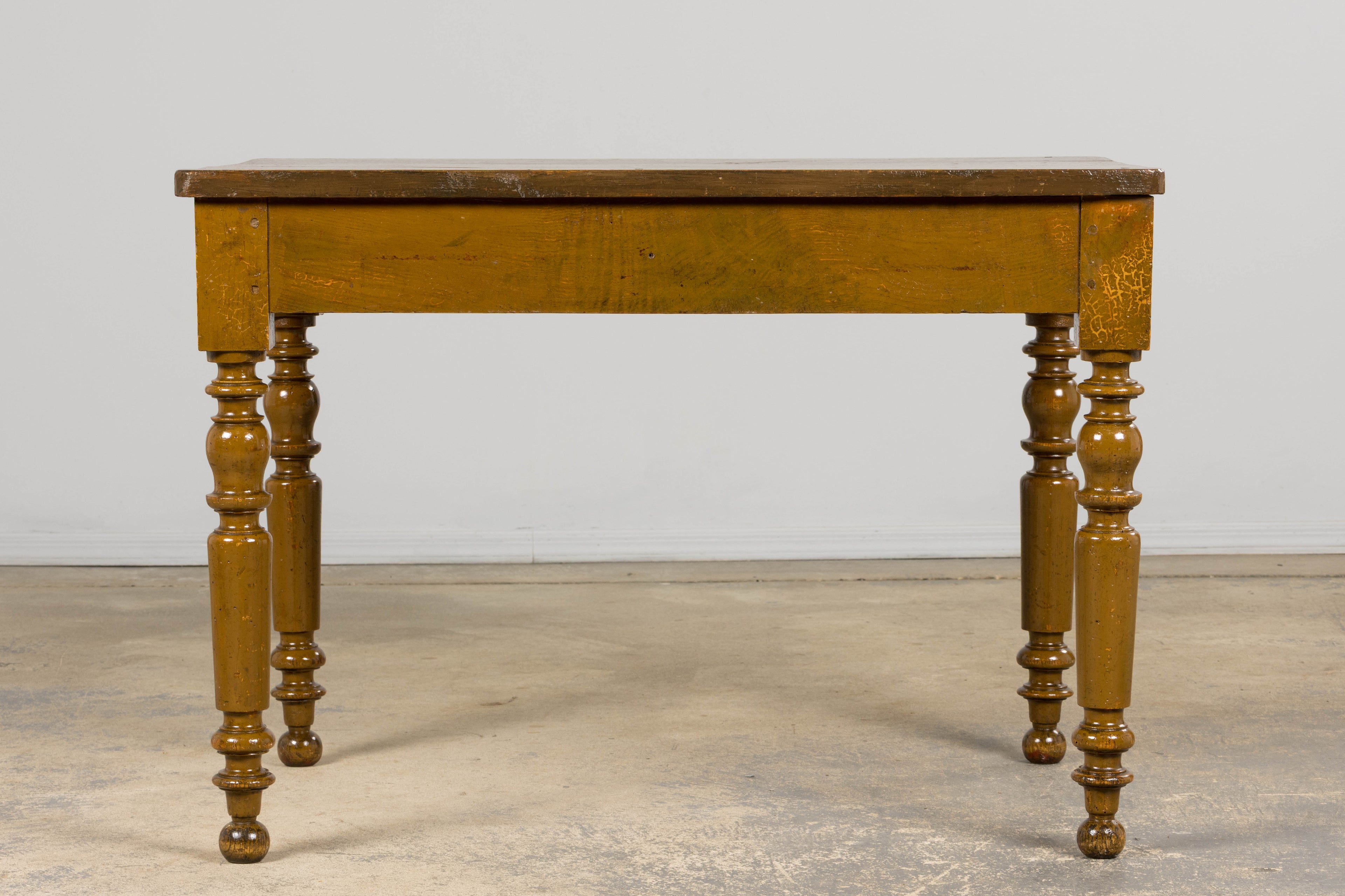19th Century Country French Provincial Painted Pine Farmhouse Table