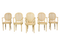 French Louis XVI Style Painted Cane Armchairs - Set of 6