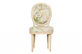 19th Century French Louis XVI Style Painted Accent Chair in Floral Linen