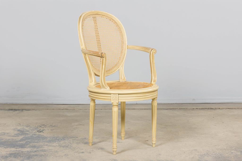 French Louis XVI Style Painted Cane Armchairs - Set of 6